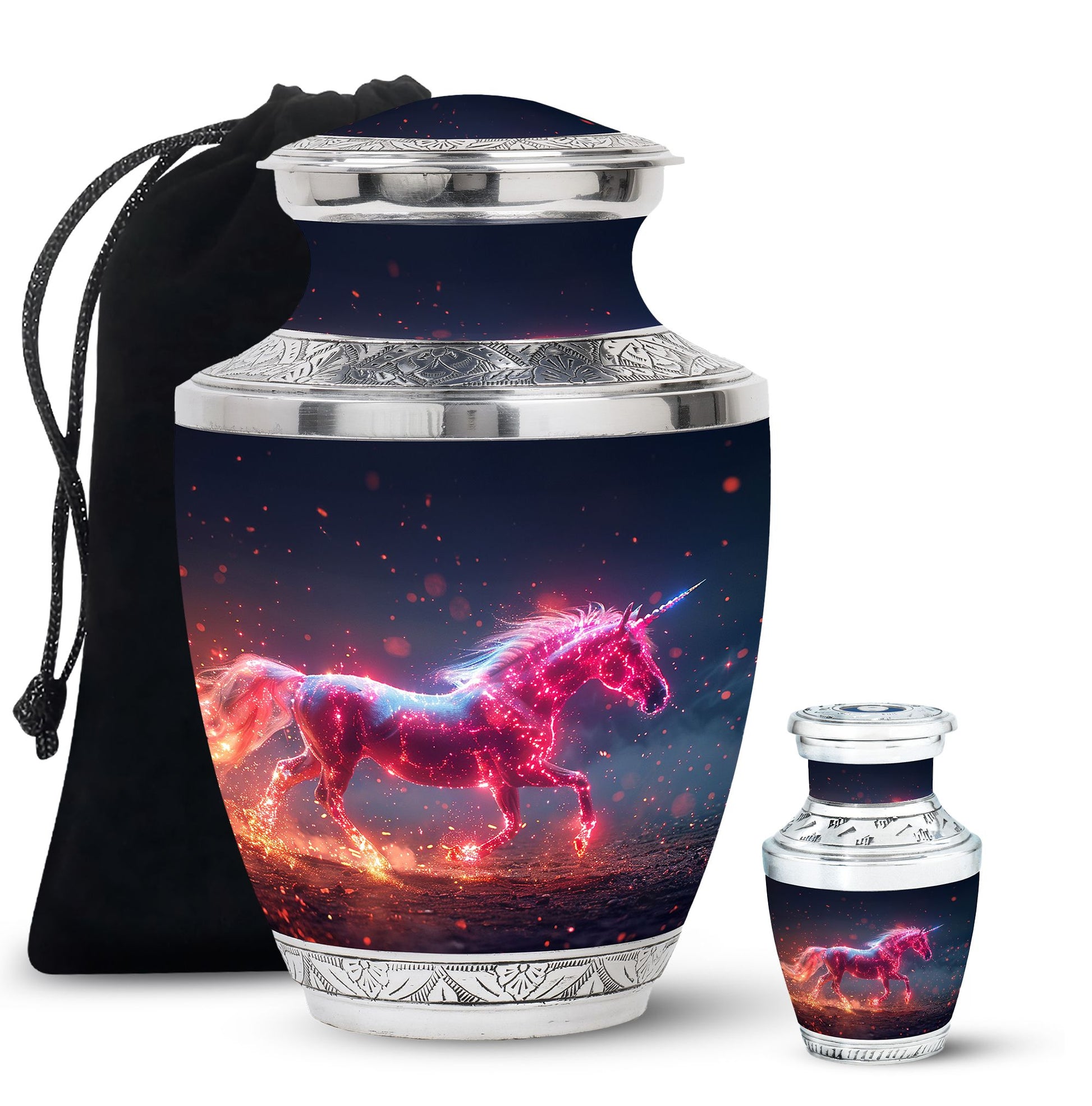 Sparkling Unicorn Cremation Urns Large & Small Combo For Women & Men