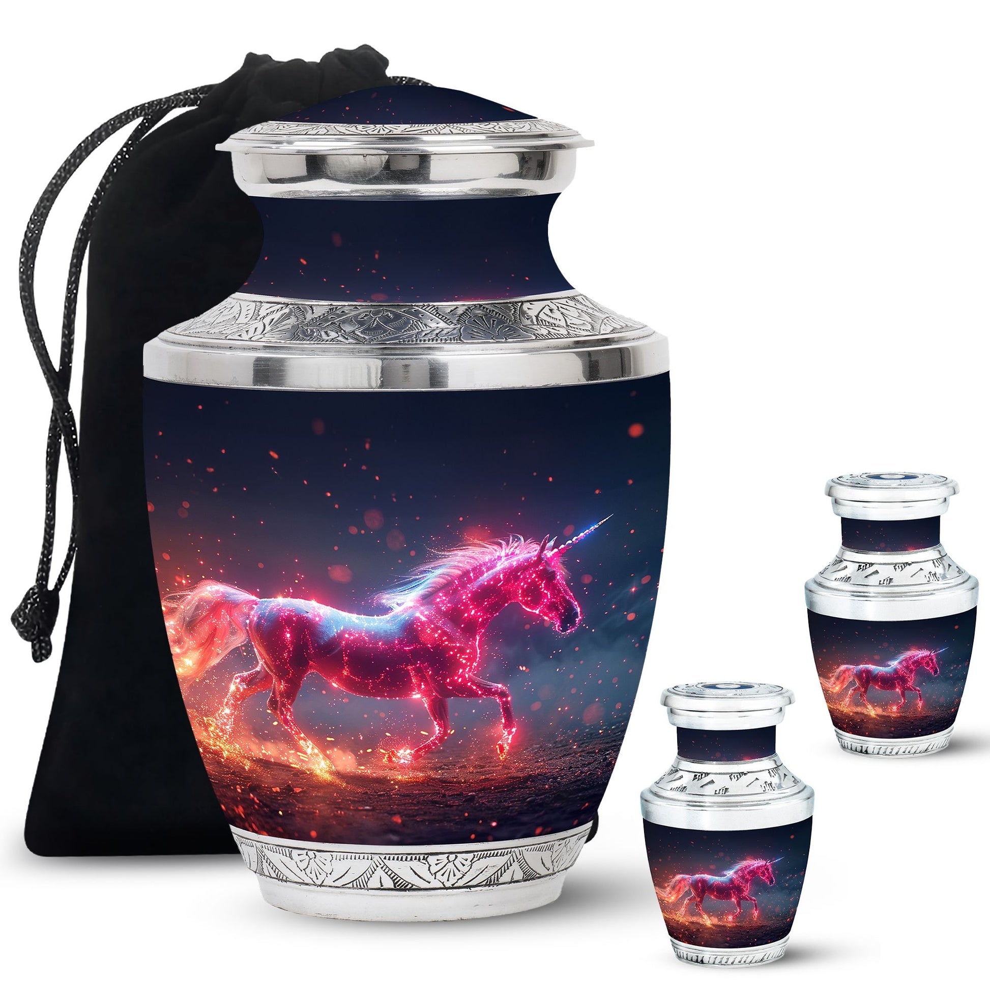 Sparkling Unicorn Cremation Urns Large & Small Combo For Women & Men