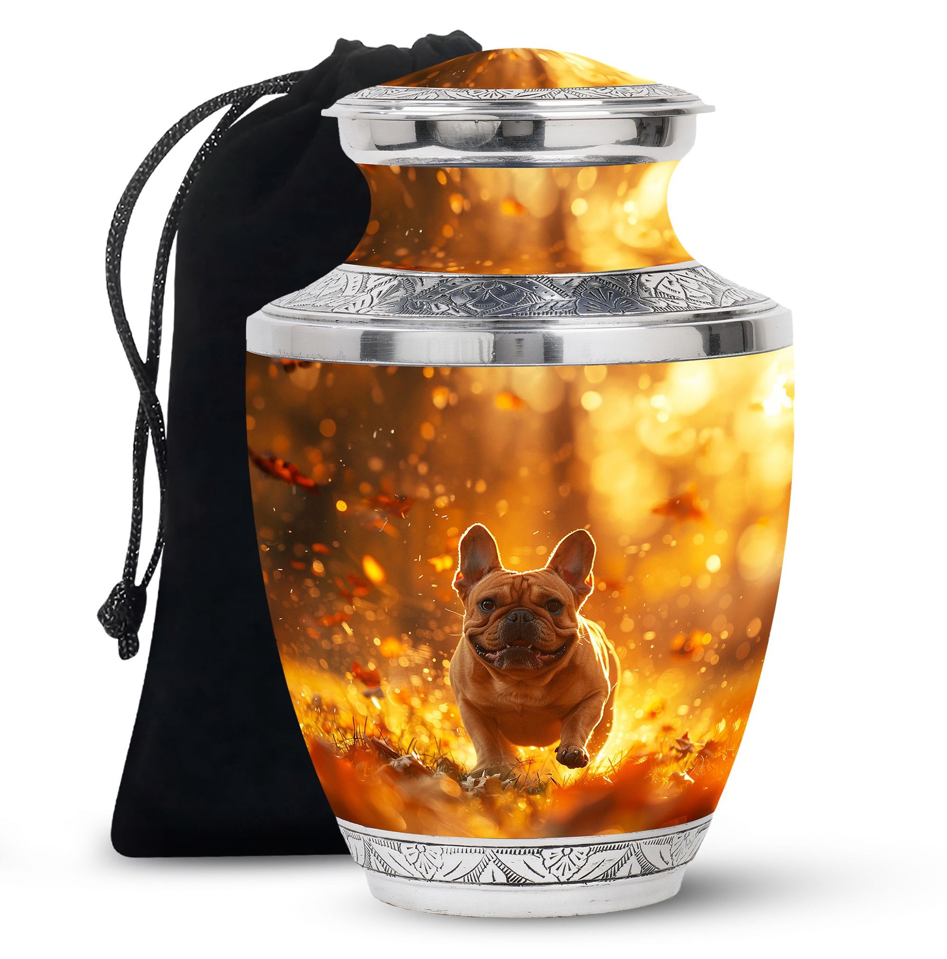 Golden Bulldog Memorial Tribute Urn - Pet Cremation Urns For Funeral