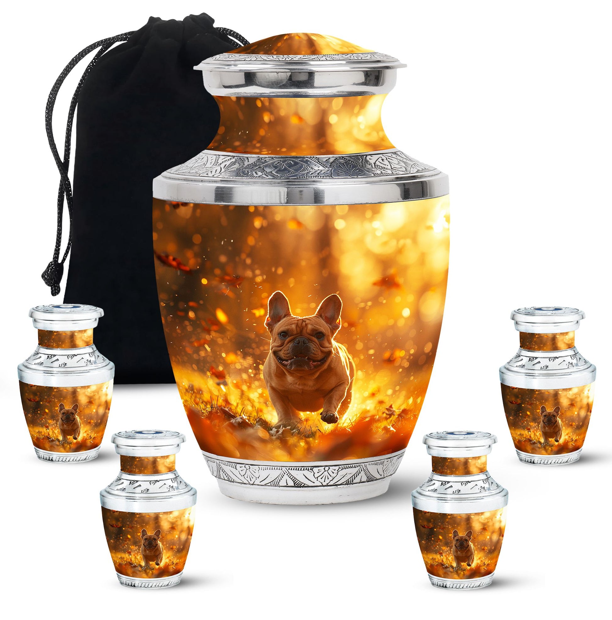 Golden Bulldog Memorial Tribute Urn - Pet Cremation Urns For Funeral