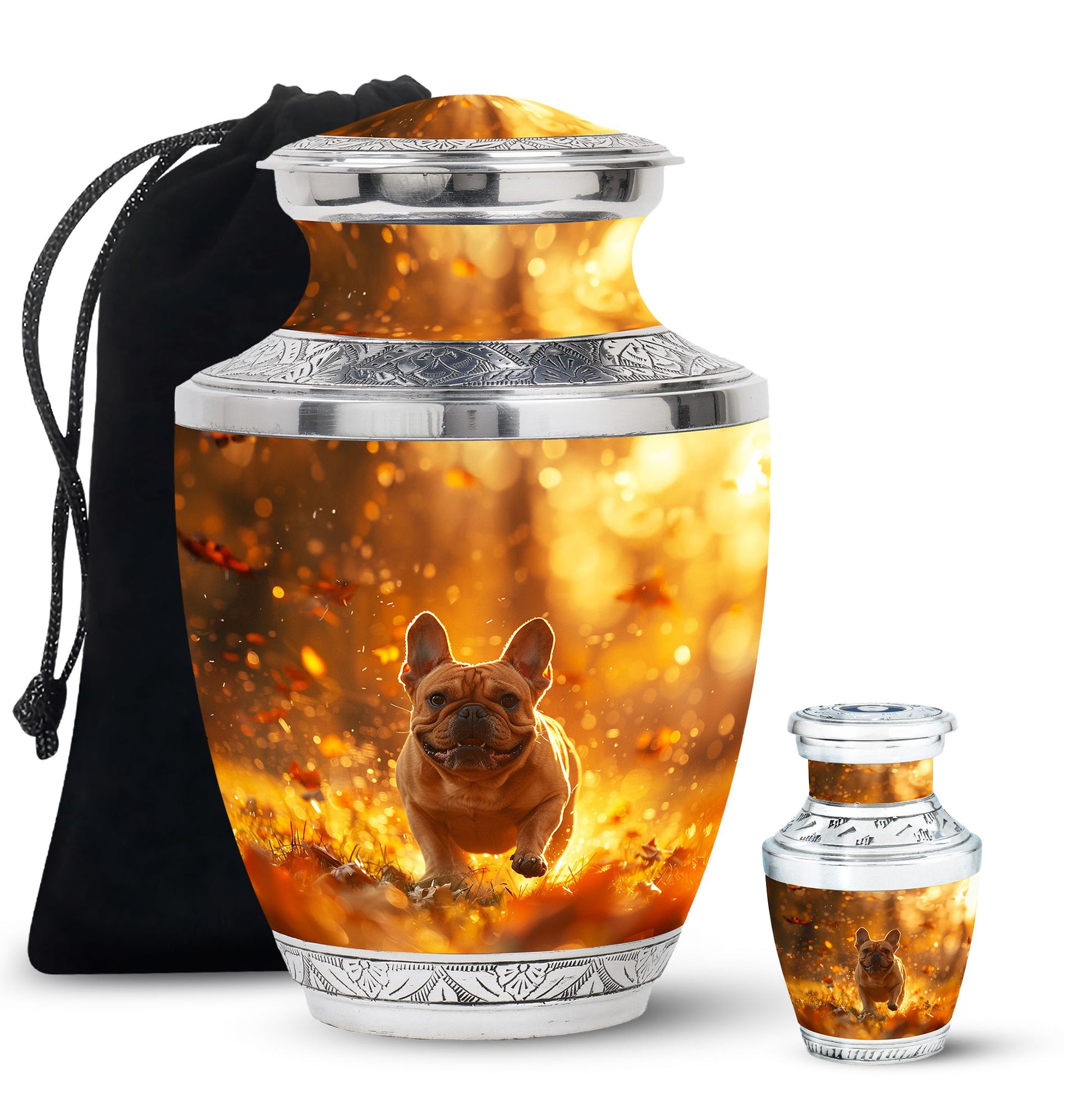 Golden Bulldog Memorial Tribute Urn - Pet Cremation Urns For Funeral