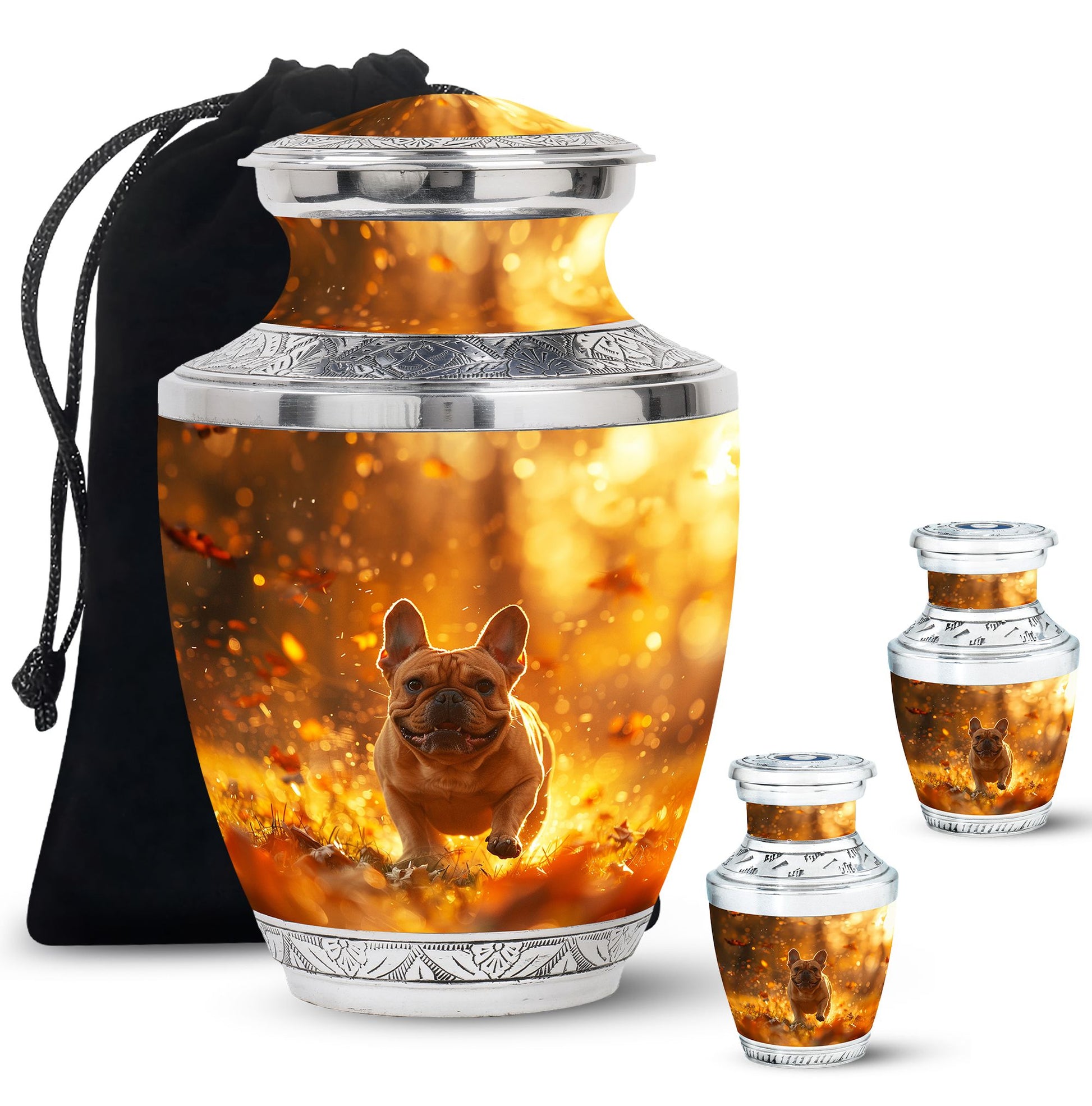 Golden Bulldog Memorial Tribute Urn - Pet Cremation Urns For Funeral