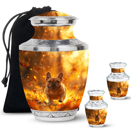 Golden Bulldog Memorial Tribute Urn - Pet Cremation Urns For Funeral
