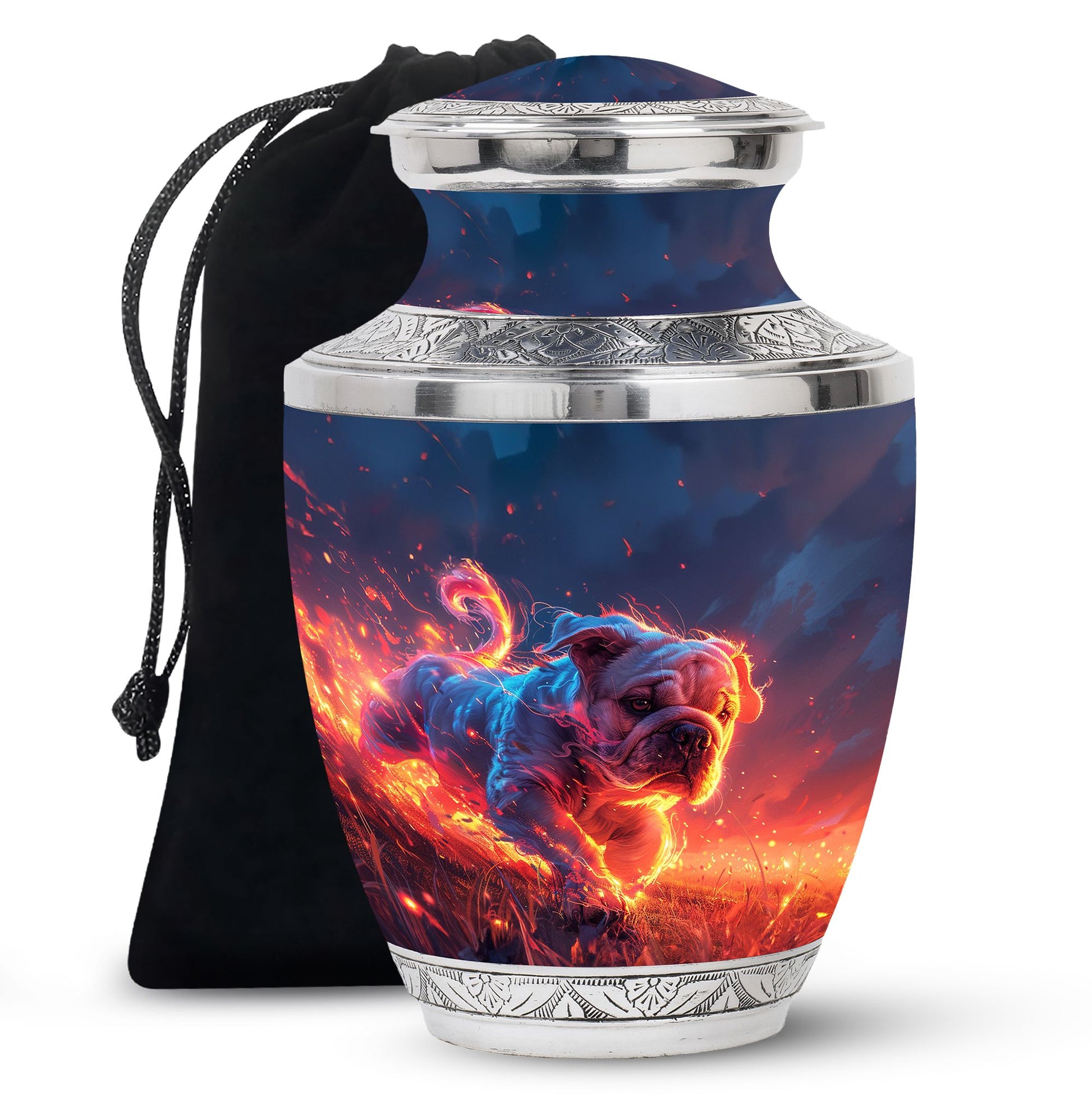Fiery Bulldog Memorial Ashes Urn - Large Cremation Urn For Pets