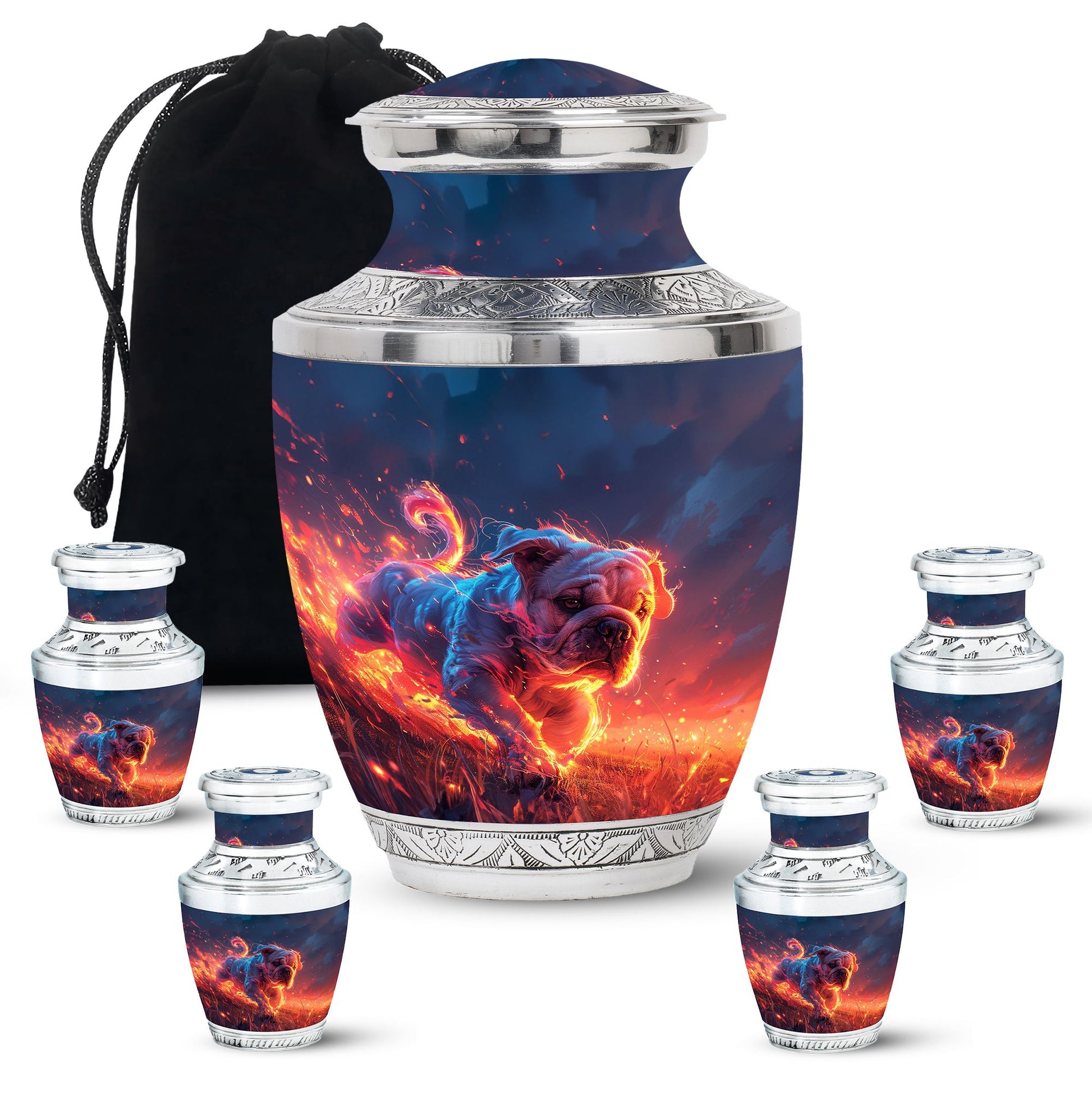 Fiery Bulldog Memorial Ashes Urn - Large Cremation Urn For Pets