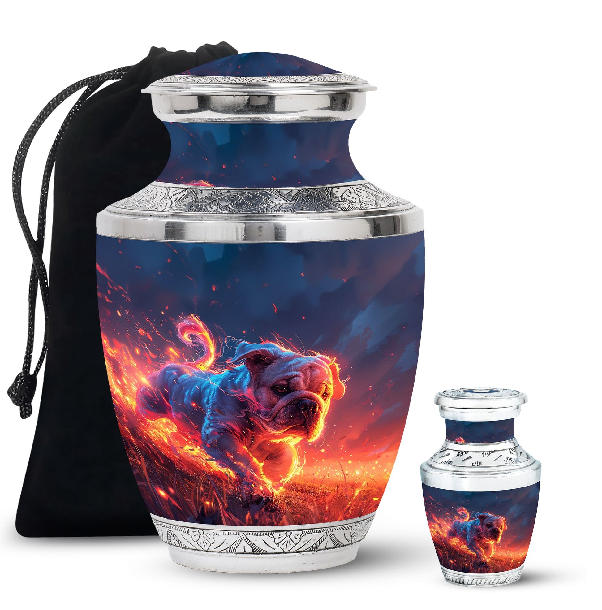 Fiery Bulldog Memorial Ashes Urn - Large Cremation Urn For Pets