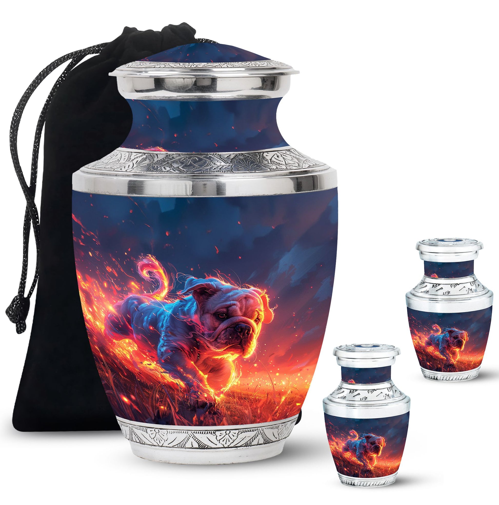Fiery Bulldog Memorial Ashes Urn - Large Cremation Urn For Pets