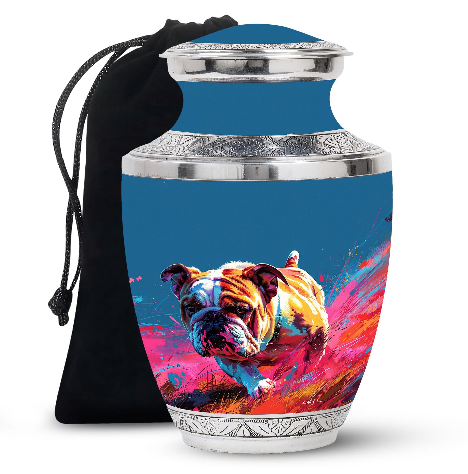 Vibrant Memorial Ashes Urn - Bulldog Funeral Cremation Urn For Pets