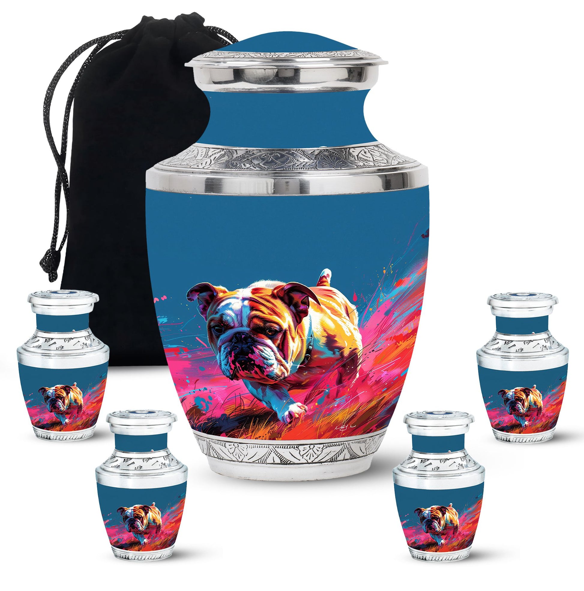 Vibrant Memorial Ashes Urn - Bulldog Funeral Cremation Urn For Pets