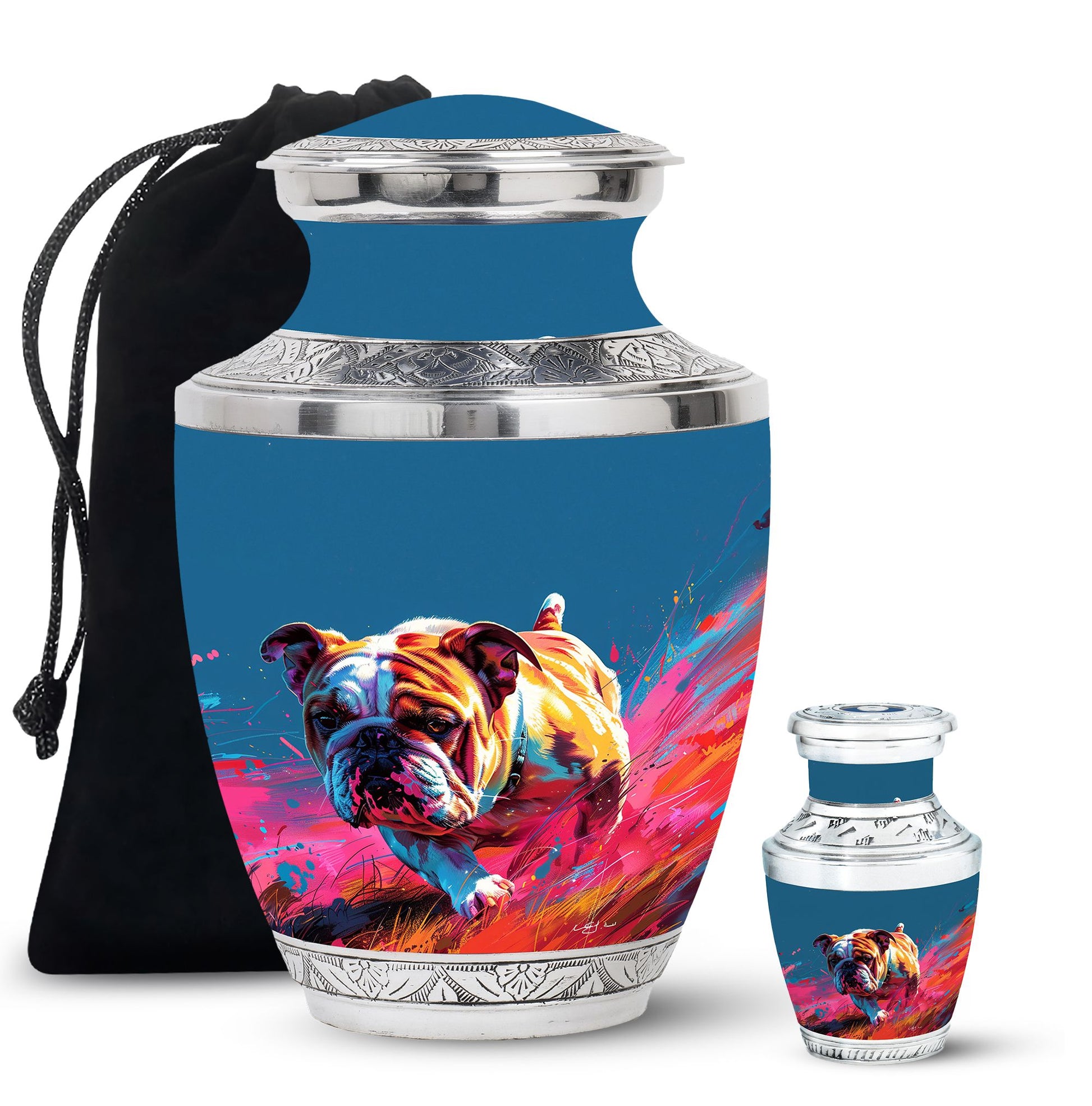 Vibrant Memorial Ashes Urn - Bulldog Funeral Cremation Urn For Pets