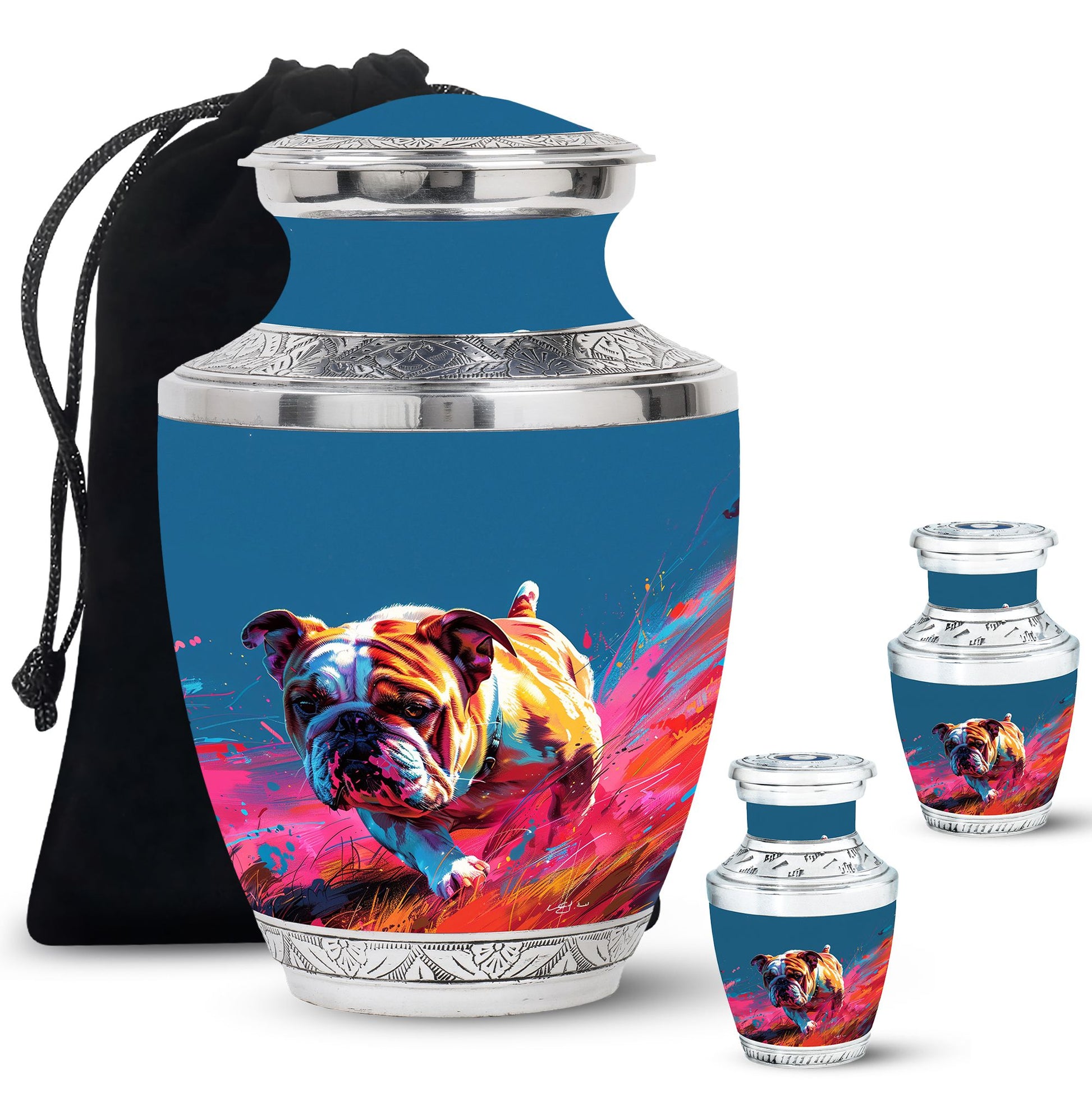 Vibrant Memorial Ashes Urn - Bulldog Funeral Cremation Urn For Pets