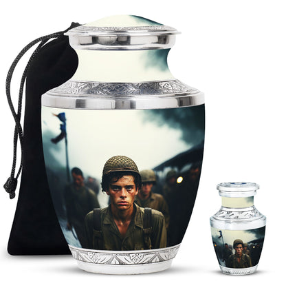 Personalized Military Cremation Urn for Adult - 10-inch, 200 cu in - Yatskia