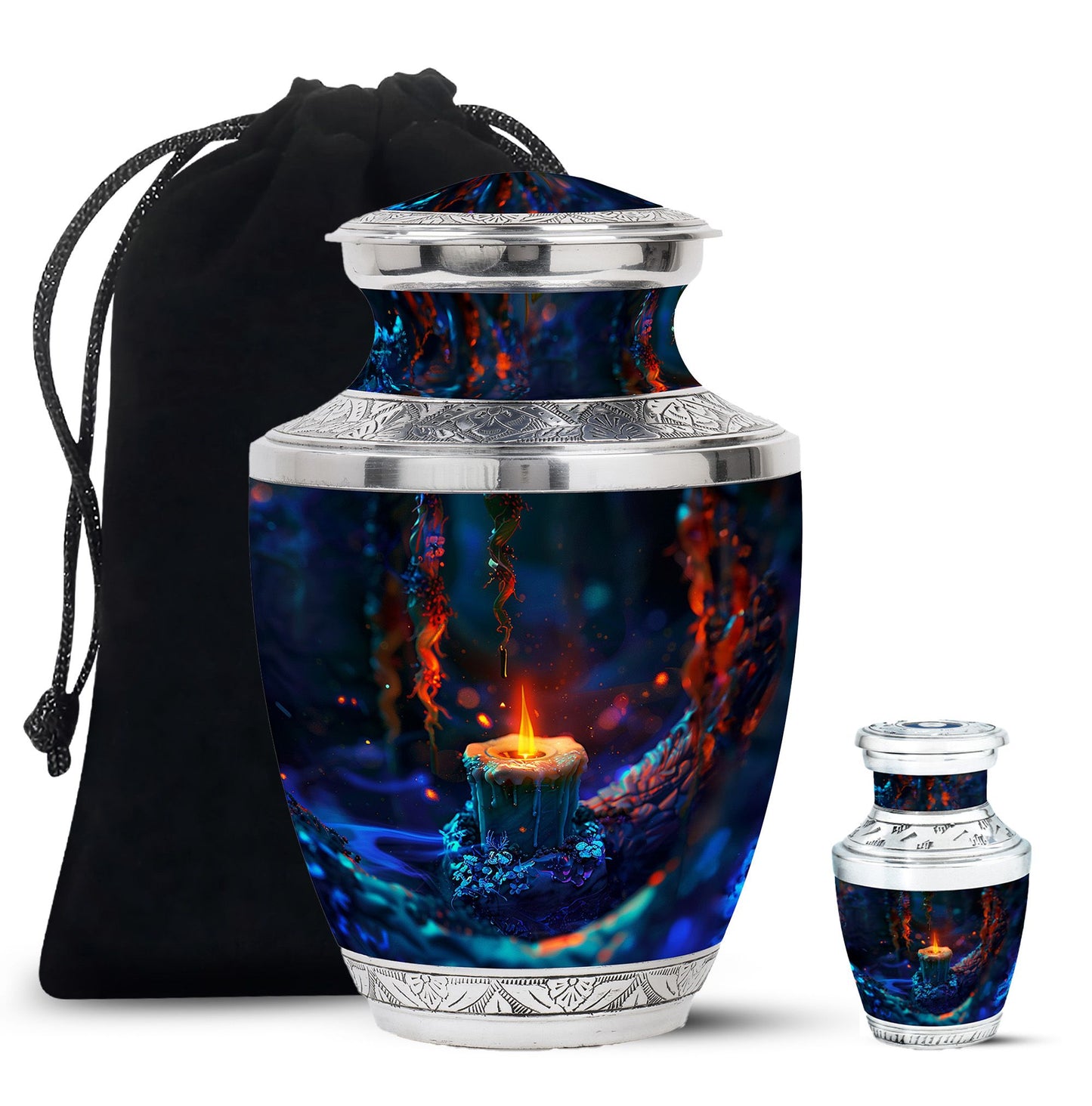 Personalized Fire Cremation Urn for Women - 10-inch, 200 cu in - Yatskia
