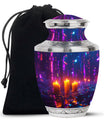 Neon City Memorial Urn For Females - Glowing Candles Cremation Urn