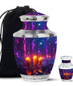 Neon City Memorial Urn For Females - Glowing Candles Cremation Urn