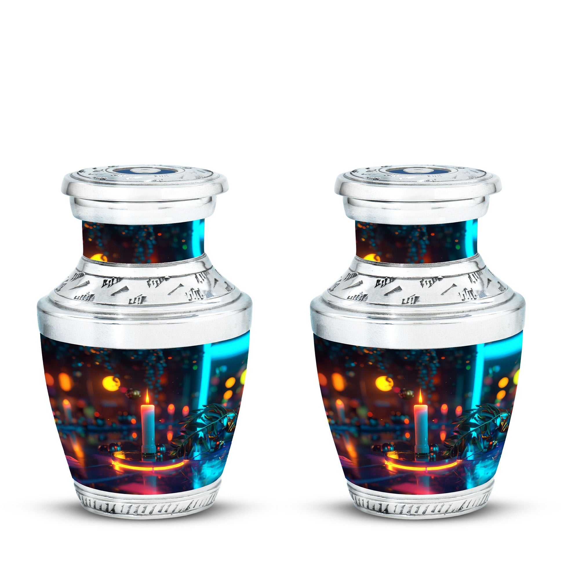 Glowing Candle Memorial Tribute Urn - Neon Urn For Male & Female