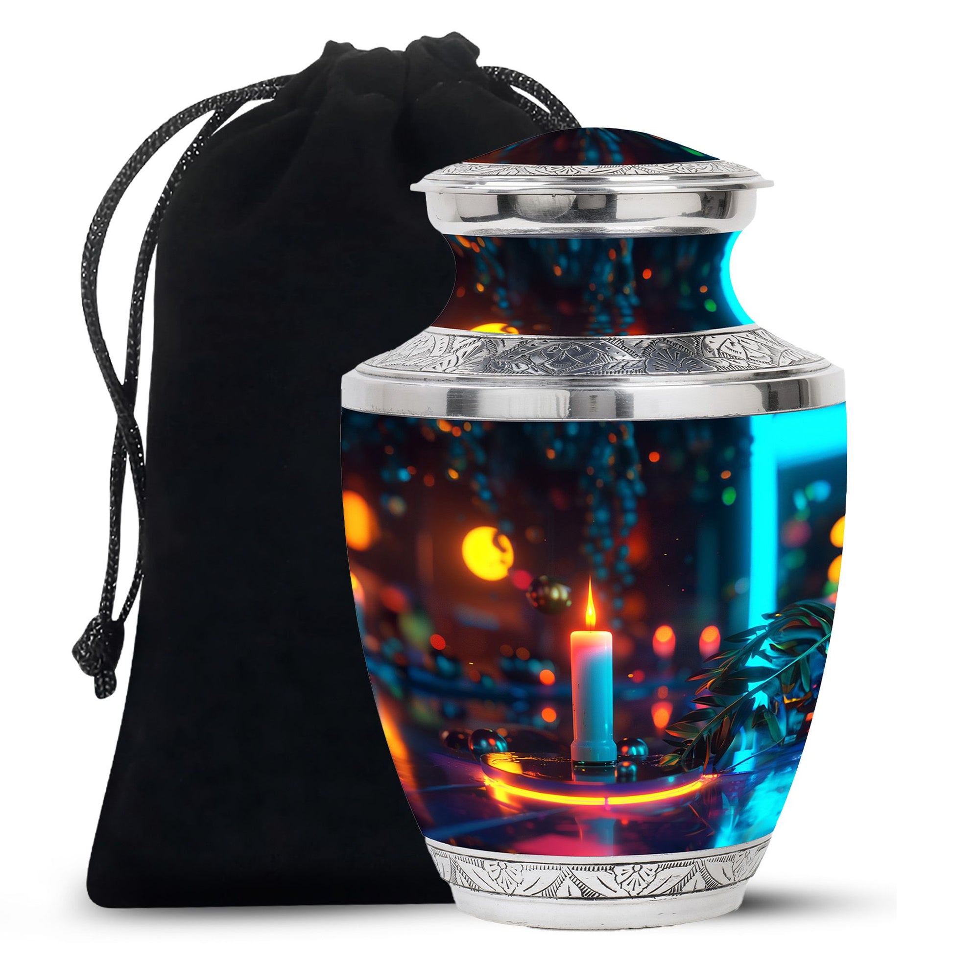 Glowing Candle Memorial Tribute Urn - Neon Urn For Male & Female
