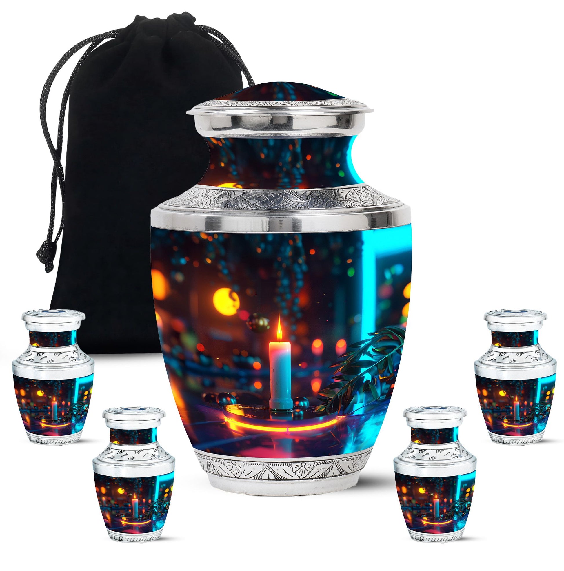 Glowing Candle Memorial Tribute Urn - Neon Urn For Male & Female
