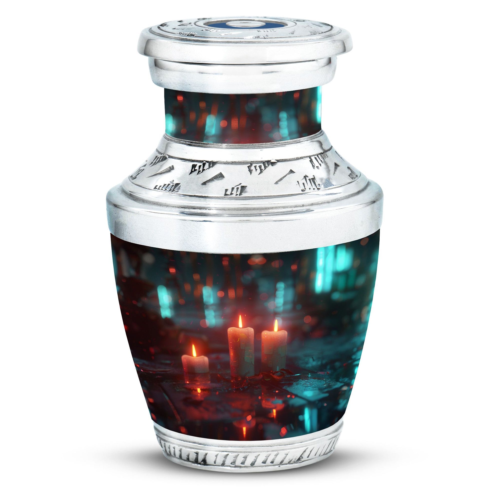 Neon Rainfall Memorial Urn - Candle Themed Cremation Urn For Ashes
