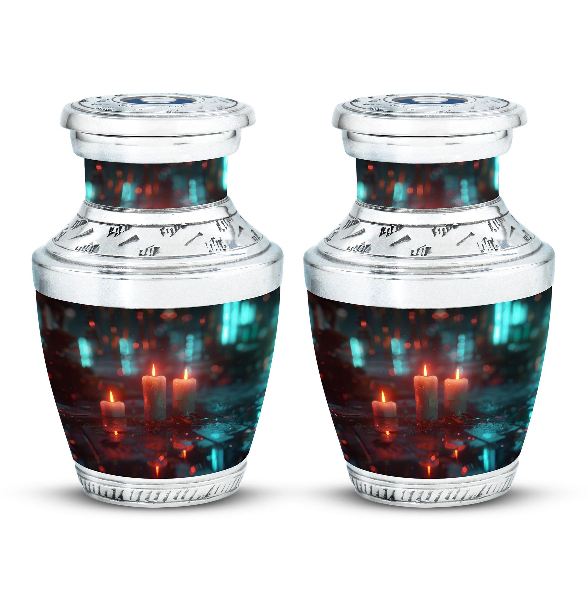 Neon Rainfall Memorial Urn - Candle Themed Cremation Urn For Ashes