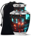 Neon Rainfall Memorial Urn - Candle Themed Cremation Urn For Ashes