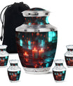 Neon Rainfall Memorial Urn - Candle Themed Cremation Urn For Ashes
