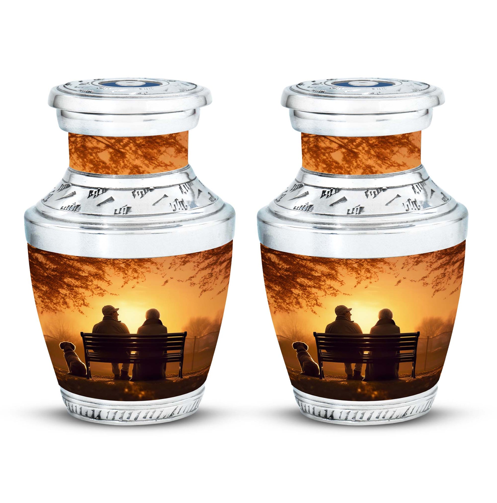 Old Couple On A Bench - Couple Urn For Memorial Ashes Cremation