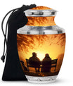 Old Couple On A Bench - Couple Urn For Memorial Ashes Cremation