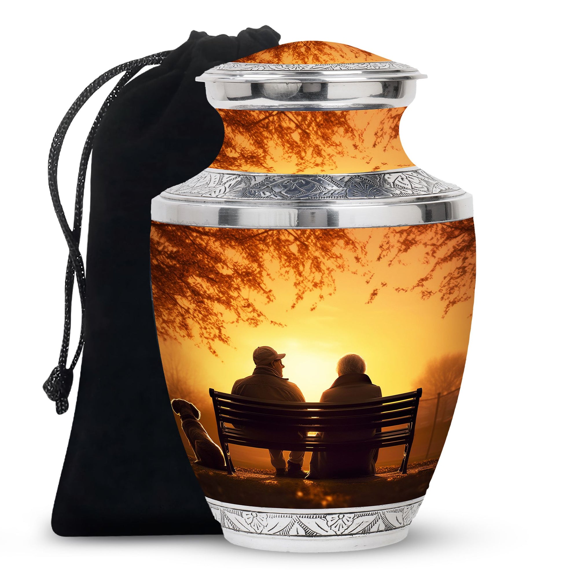 Old Couple On A Bench - Couple Urn For Memorial Ashes Cremation