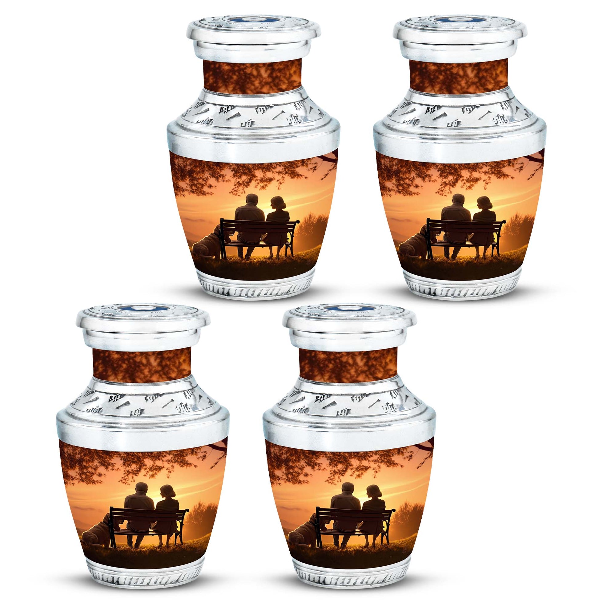 Old Couple Sitting On A Bench - Elderly Urn Memorial For Grandparents