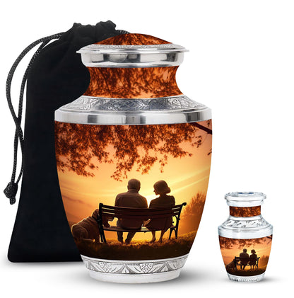 Personalized Couple Memorial Urn for Human Ashes - 10-inch, 200 cu in - Yatskia