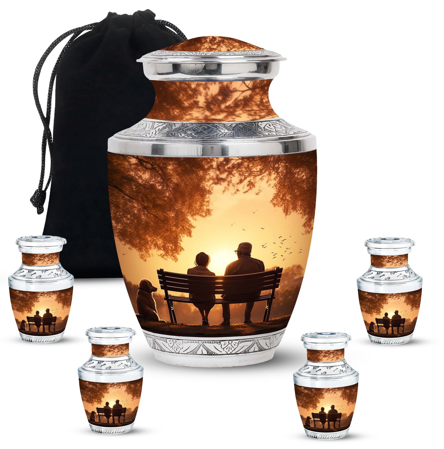 Personalized Couple Cremation Urn for Human Ashes - 10-inch, 200 cu in - Yatskia