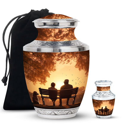 Personalized Couple Cremation Urn for Human Ashes - 10-inch, 200 cu in - Yatskia