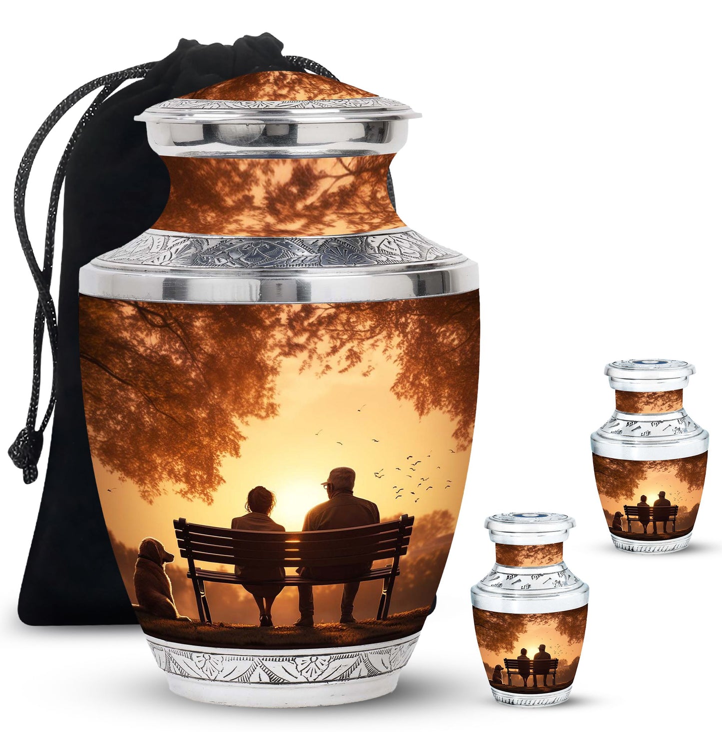 Personalized Couple Cremation Urn for Human Ashes - 10-inch, 200 cu in - Yatskia