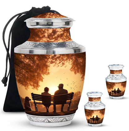 Personalized Couple Cremation Urn for Human Ashes - 10-inch, 200 cu in - Yatskia