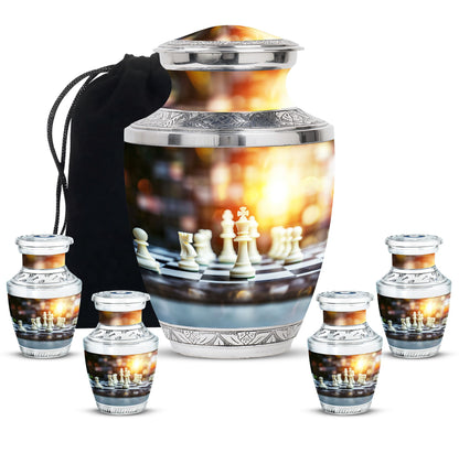 Personalized Chess Cremation Urn for Women - 10-inch, 200 cu in - Yatskia