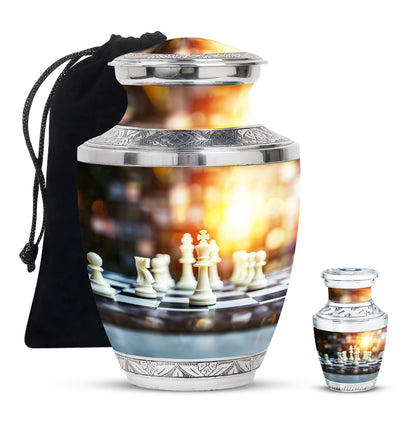 Personalized Chess Cremation Urn for Women - 10-inch, 200 cu in - Yatskia