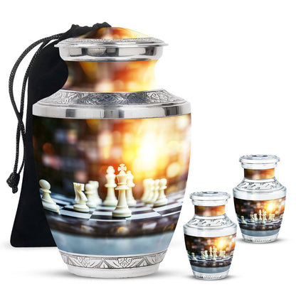 Personalized Chess Cremation Urn for Women - 10-inch, 200 cu in - Yatskia
