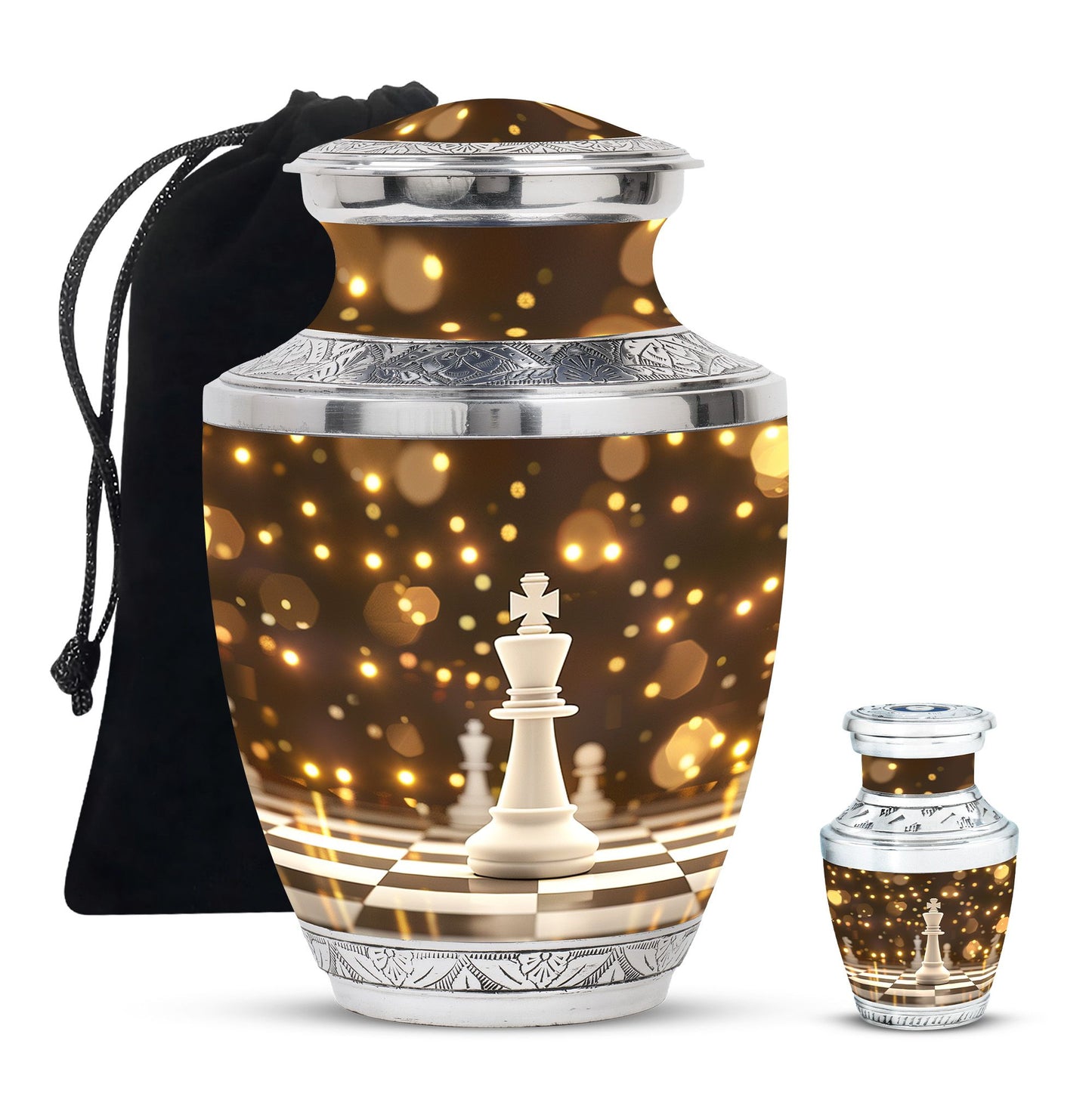 Personalized Chess Memorial Urn for Human Ashes - 10-inch, 200 cu in - Yatskia