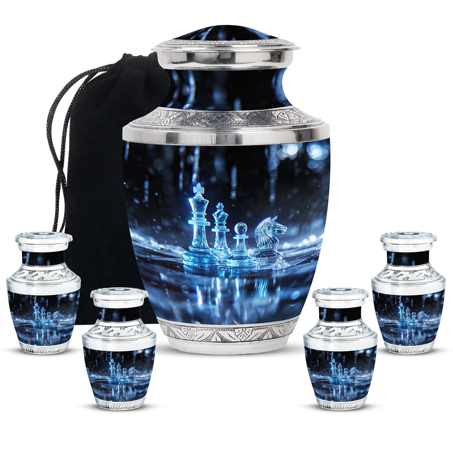 Personalized Chess Cremation Urn for Human Ashes - 10-inch, 200 cu in - Yatskia