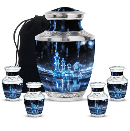 Personalized Chess Cremation Urn for Human Ashes - 10-inch, 200 cu in - Yatskia
