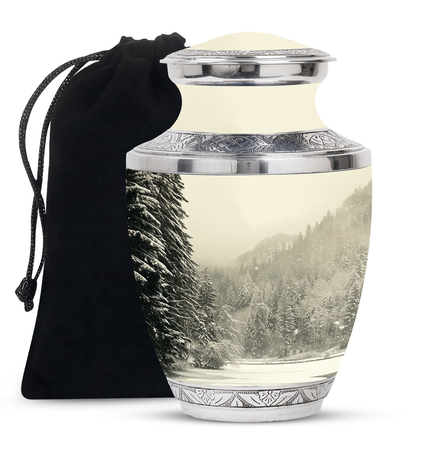 Personalized Winter Memorial Urn for Human Ashes - 10-inch, 200 cu in - Yatskia
