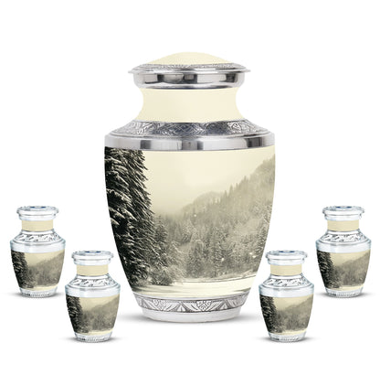 Personalized Winter Memorial Urn for Human Ashes - 10-inch, 200 cu in - Yatskia