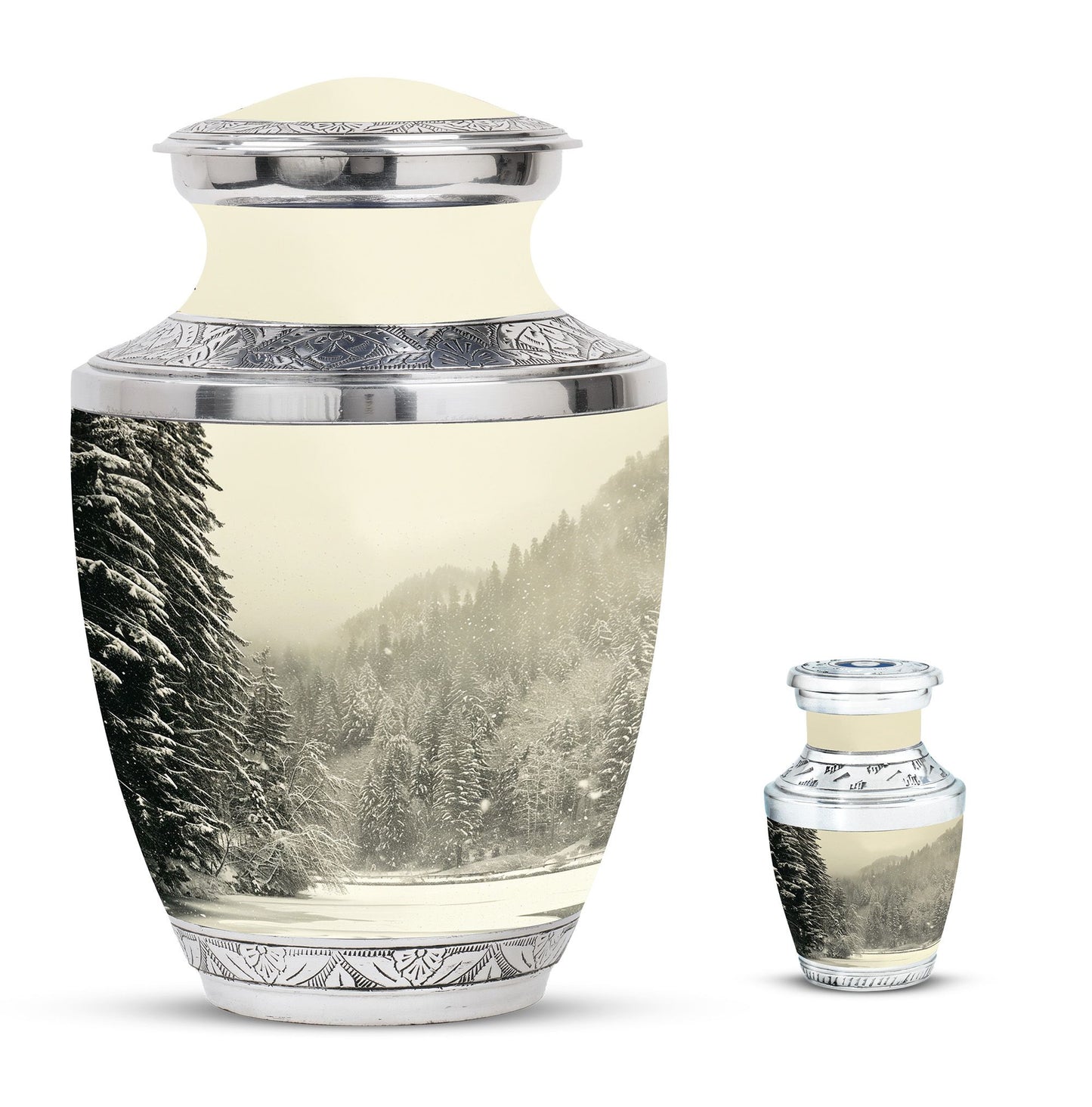 Personalized Winter Memorial Urn for Human Ashes - 10-inch, 200 cu in - Yatskia