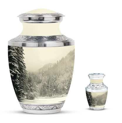 Personalized Winter Memorial Urn for Human Ashes - 10-inch, 200 cu in - Yatskia