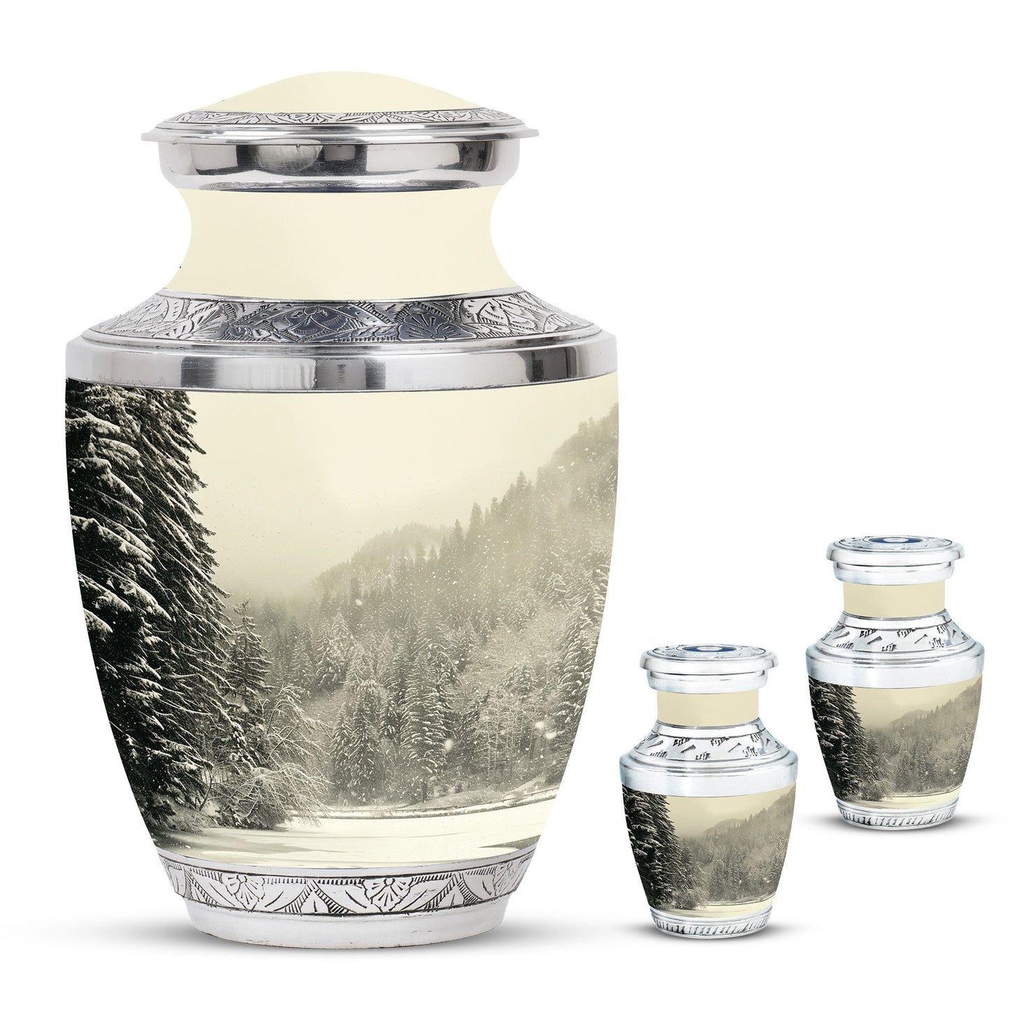 Personalized Winter Memorial Urn for Human Ashes - 10-inch, 200 cu in - Yatskia