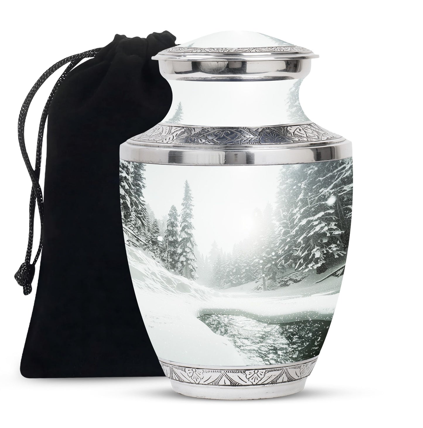 Personalized Winter Cremation Urn for Human Ashes - 10-inch, 200 cu in - Yatskia