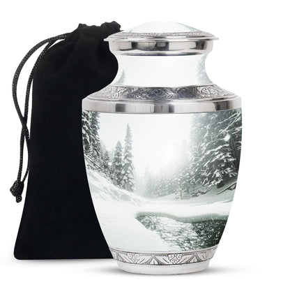 Personalized Winter Cremation Urn for Human Ashes - 10-inch, 200 cu in - Yatskia