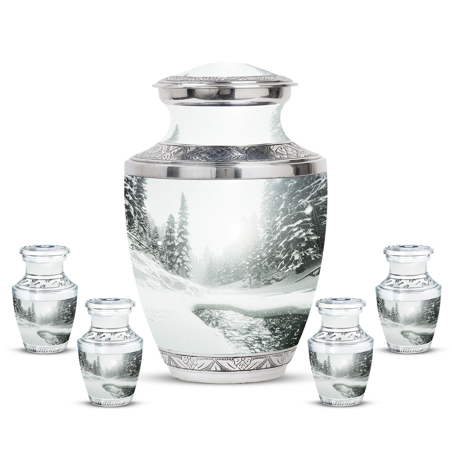 Personalized Winter Cremation Urn for Human Ashes - 10-inch, 200 cu in - Yatskia