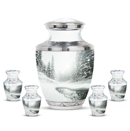Personalized Winter Cremation Urn for Human Ashes - 10-inch, 200 cu in - Yatskia